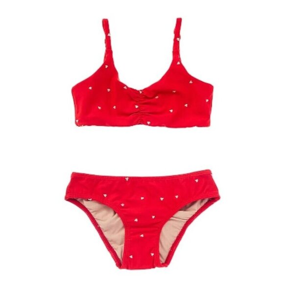 NWT PQ PIlyq 6 Anna Red and White Heart Girls Bikini 118599